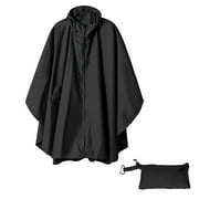 Big Sale! Beshee Rain Ponchos for Adults Unisex Solid Color Hooded Zippered Poncho Shawl Ponchos Adult Black